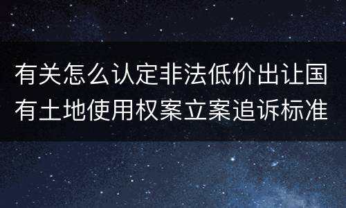 有关怎么认定非法低价出让国有土地使用权案立案追诉标准