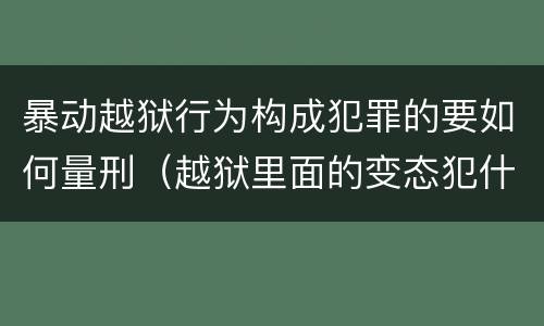 暴动越狱行为构成犯罪的要如何量刑（越狱里面的变态犯什么罪）