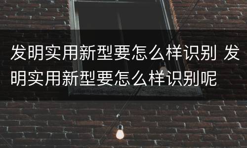 发明实用新型要怎么样识别 发明实用新型要怎么样识别呢