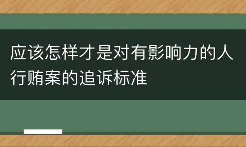 应该怎样才是对有影响力的人行贿案的追诉标准