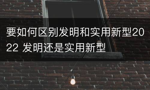 要如何区别发明和实用新型2022 发明还是实用新型