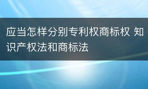 应当怎样分别专利权商标权 知识产权法和商标法