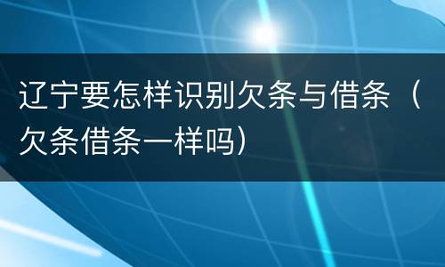 辽宁要怎样识别欠条与借条（欠条借条一样吗）