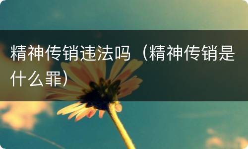 精神传销违法吗（精神传销是什么罪）