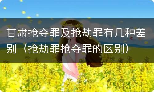 甘肃抢夺罪及抢劫罪有几种差别（抢劫罪抢夺罪的区别）
