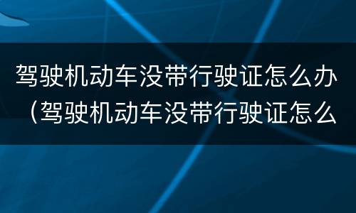 驾驶机动车没带行驶证怎么办（驾驶机动车没带行驶证怎么办理）