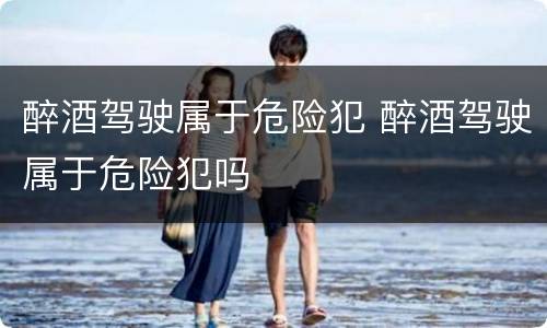 醉酒驾驶属于危险犯 醉酒驾驶属于危险犯吗