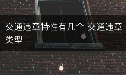 交通违章特性有几个 交通违章类型
