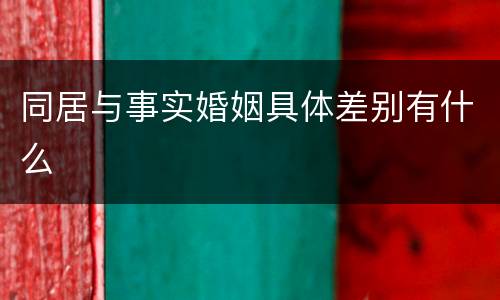 同居与事实婚姻具体差别有什么