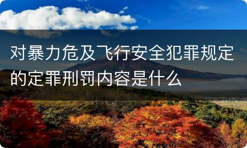 对暴力危及飞行安全犯罪规定的定罪刑罚内容是什么