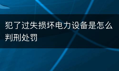 犯了过失损坏电力设备是怎么判刑处罚