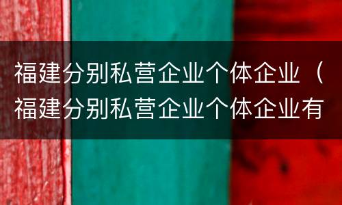 福建分别私营企业个体企业（福建分别私营企业个体企业有哪些）