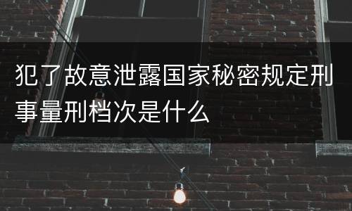 犯了故意泄露国家秘密规定刑事量刑档次是什么