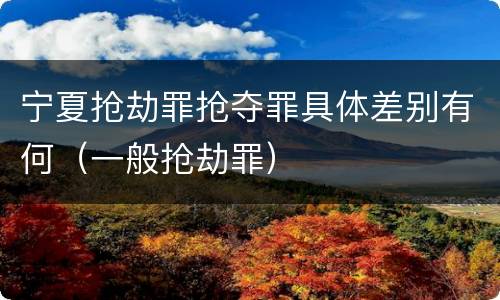 宁夏抢劫罪抢夺罪具体差别有何（一般抢劫罪）