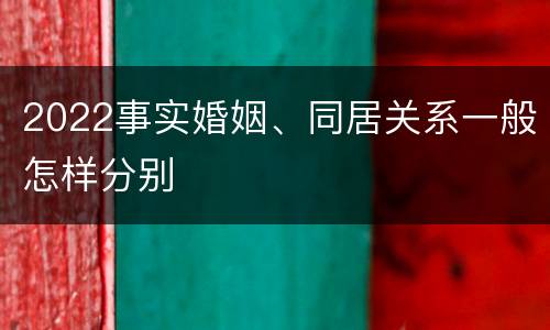 2022事实婚姻、同居关系一般怎样分别