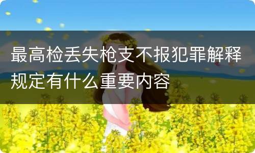 最高检丢失枪支不报犯罪解释规定有什么重要内容