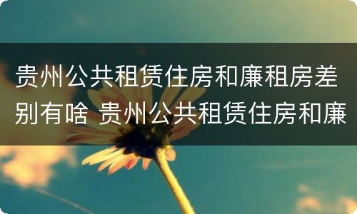 贵州公共租赁住房和廉租房差别有啥 贵州公共租赁住房和廉租房差别有啥不同