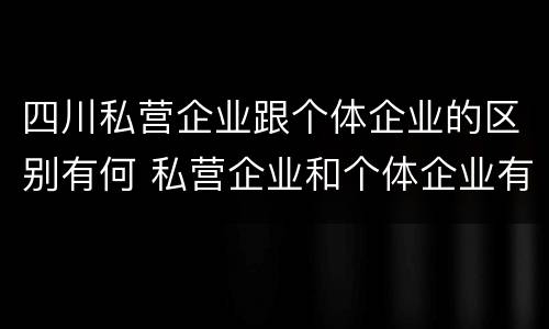 四川私营企业跟个体企业的区别有何 私营企业和个体企业有什么区别