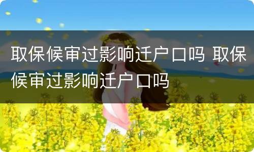 取保候审过影响迁户口吗 取保候审过影响迁户口吗