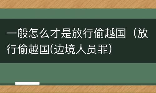 一般怎么才是放行偷越国（放行偷越国(边境人员罪）