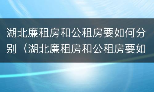 湖北廉租房和公租房要如何分别（湖北廉租房和公租房要如何分别使用）