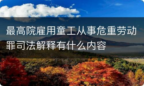 最高院雇用童工从事危重劳动罪司法解释有什么内容