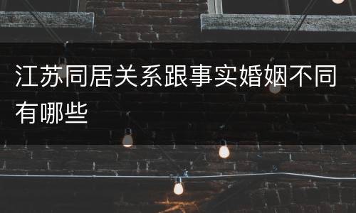江苏同居关系跟事实婚姻不同有哪些