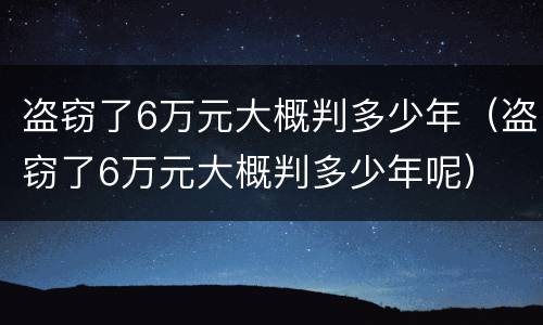 盗窃了6万元大概判多少年（盗窃了6万元大概判多少年呢）