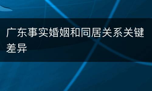 广东事实婚姻和同居关系关键差异