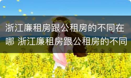 浙江廉租房跟公租房的不同在哪 浙江廉租房跟公租房的不同在哪可以查到