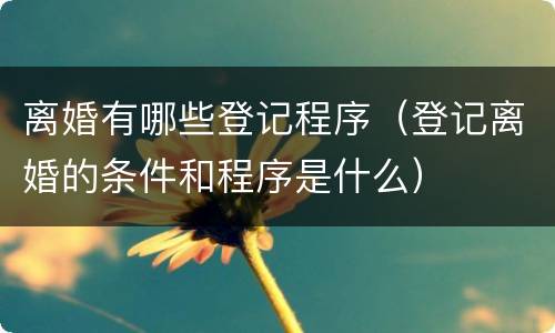 离婚有哪些登记程序（登记离婚的条件和程序是什么）
