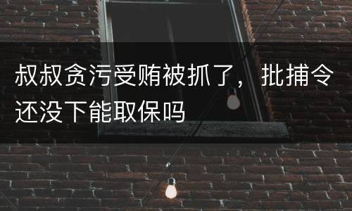 叔叔贪污受贿被抓了，批捕令还没下能取保吗