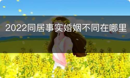 2022同居事实婚姻不同在哪里