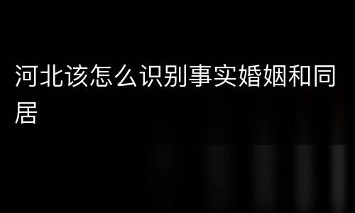 河北该怎么识别事实婚姻和同居