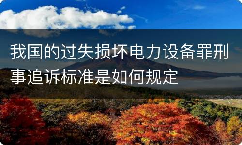 我国的过失损坏电力设备罪刑事追诉标准是如何规定