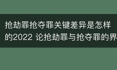 抢劫罪抢夺罪关键差异是怎样的2022 论抢劫罪与抢夺罪的界限