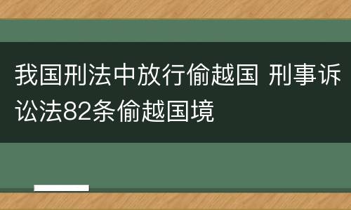 我国刑法中放行偷越国 刑事诉讼法82条偷越国境