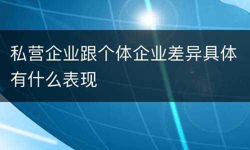 私营企业跟个体企业差异具体有什么表现