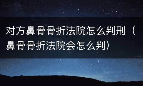 对方鼻骨骨折法院怎么判刑（鼻骨骨折法院会怎么判）