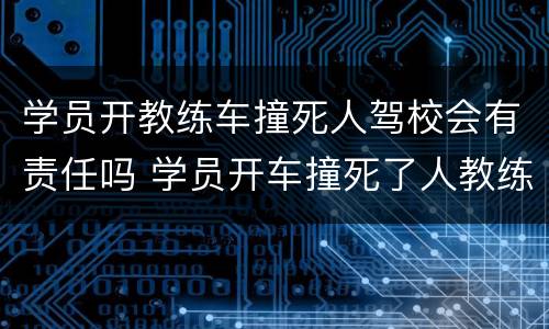学员开教练车撞死人驾校会有责任吗 学员开车撞死了人教练负责任吗