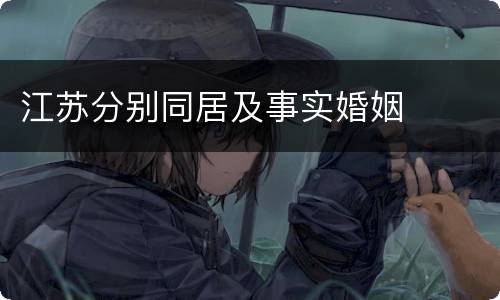 江苏分别同居及事实婚姻