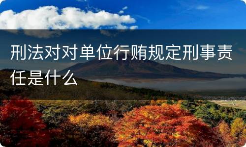 刑法对对单位行贿规定刑事责任是什么
