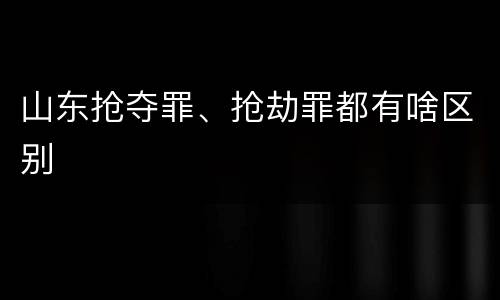 山东抢夺罪、抢劫罪都有啥区别
