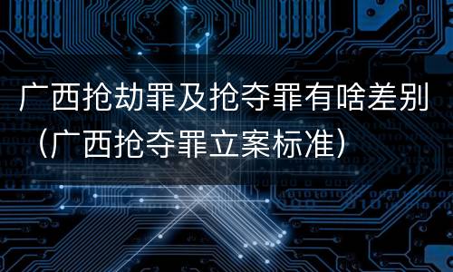 广西抢劫罪及抢夺罪有啥差别（广西抢夺罪立案标准）