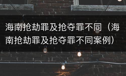 海南抢劫罪及抢夺罪不同（海南抢劫罪及抢夺罪不同案例）