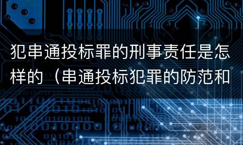 犯串通投标罪的刑事责任是怎样的（串通投标犯罪的防范和对策）