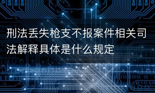 刑法丢失枪支不报案件相关司法解释具体是什么规定