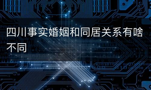 四川事实婚姻和同居关系有啥不同