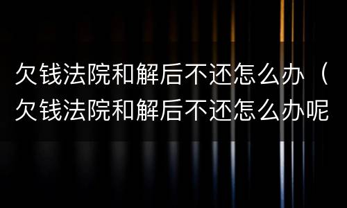 欠钱法院和解后不还怎么办（欠钱法院和解后不还怎么办呢）