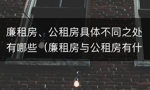 廉租房、公租房具体不同之处有哪些（廉租房与公租房有什么不同）